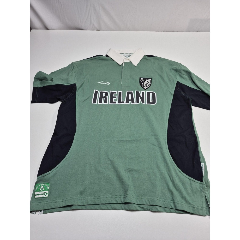 Lansdowne Ireland Rugby Shirt Mens XL Green Rugby Short Sleeve Polo Jersey